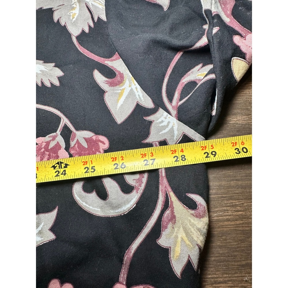 Premium Organic Black Floral Lyocell Blouse Women's Medium Relaxed Boho - Picture 8 of 9